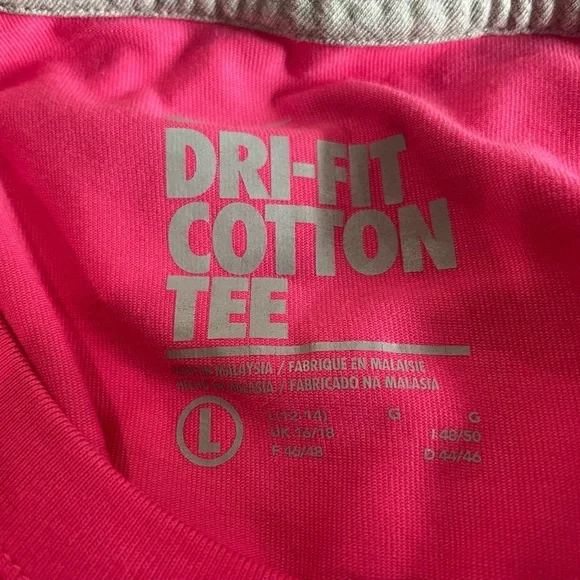 Nike Dri-FIT Cotton Tee in Bright Pink Large women’s - Picture 5 of 6